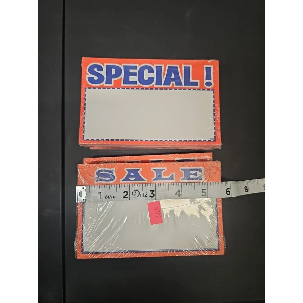 4 Sets of 100 Florescent Orange Retail Tags Each 3.5 x 5.5